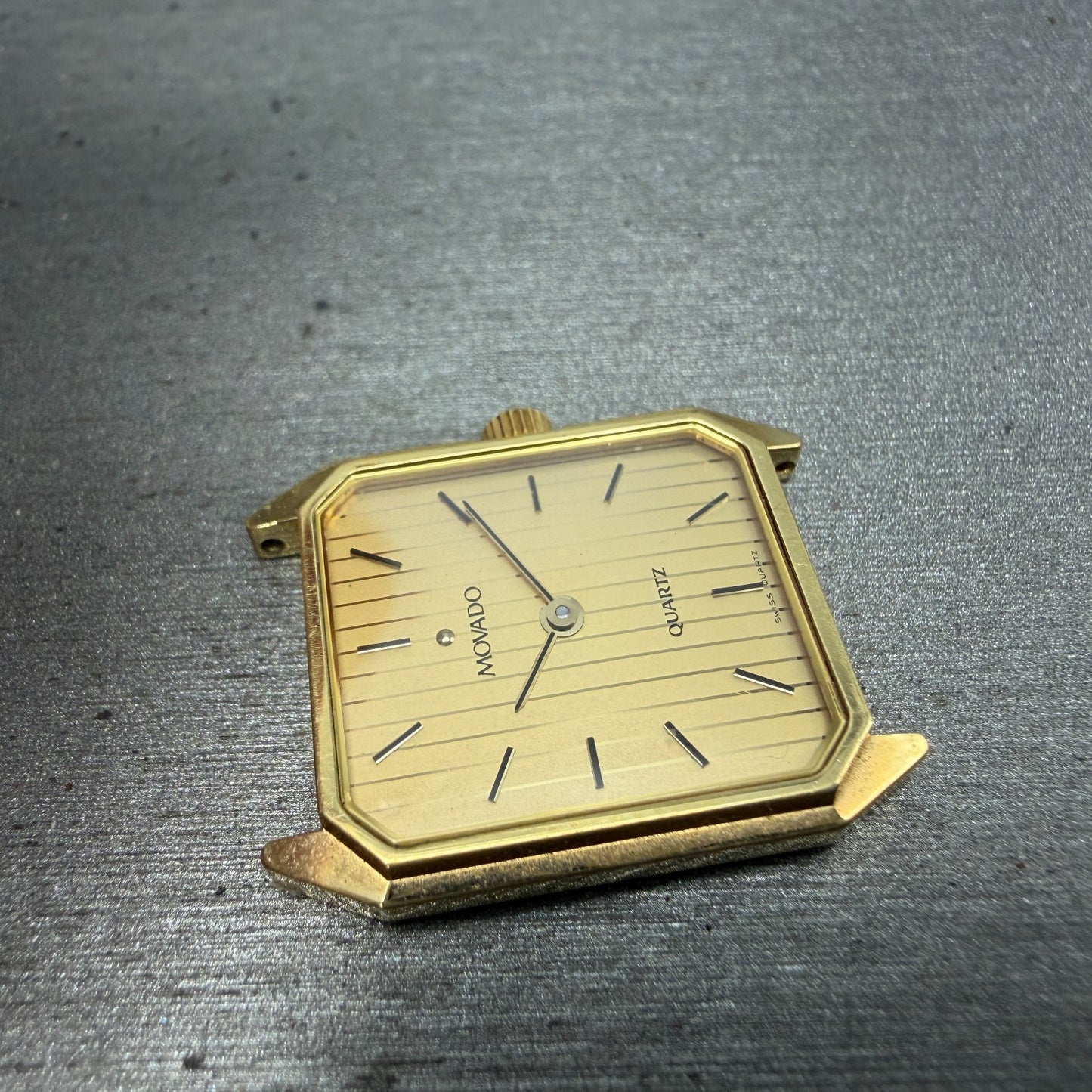 Movado Tank Watch Women 19mm Gold Dial Gold Tone octagon 87 24 434 San Remo PART4