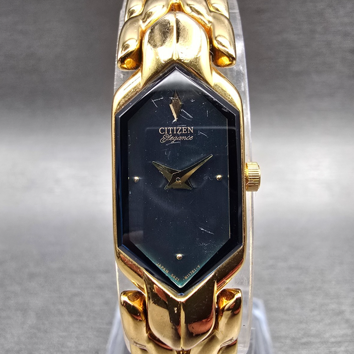 Citizen Elegance Watch Women 13mm Blue Dial Gold Tone 5421-H07537 New Battery JP0