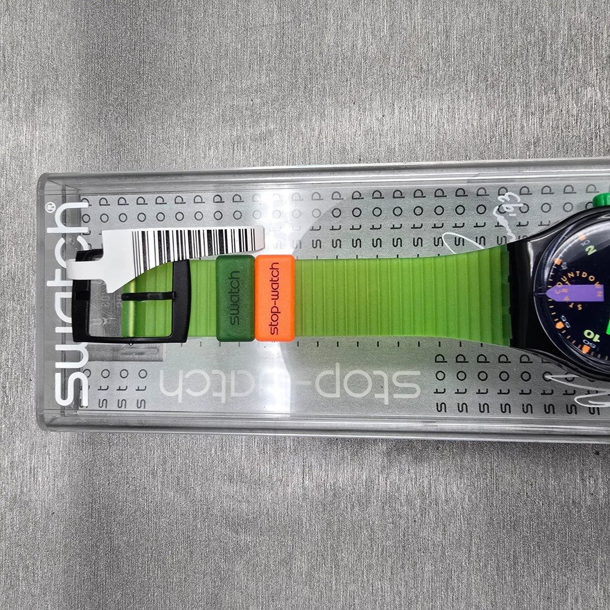 Swatch Stop-Watch Jess'Rush Watch Men 34mm Black Dial SSB100 New Battery NOS5