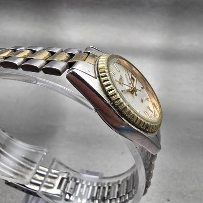 Seiko SQ Watch Women 24mm Silver Dial Two Tone Daydate Round 3E23-0A69 New Batt3