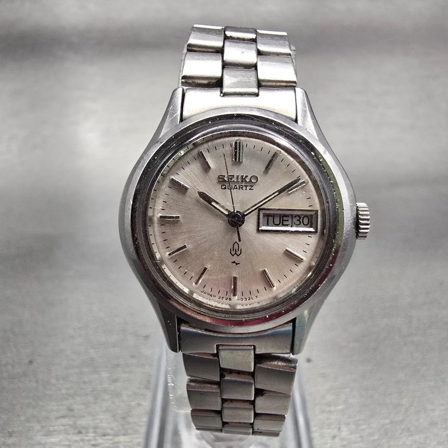 Seiko Watch Women 25mm Silver Dial Silver Tone Daydate Round 2626-0090 New Batt0