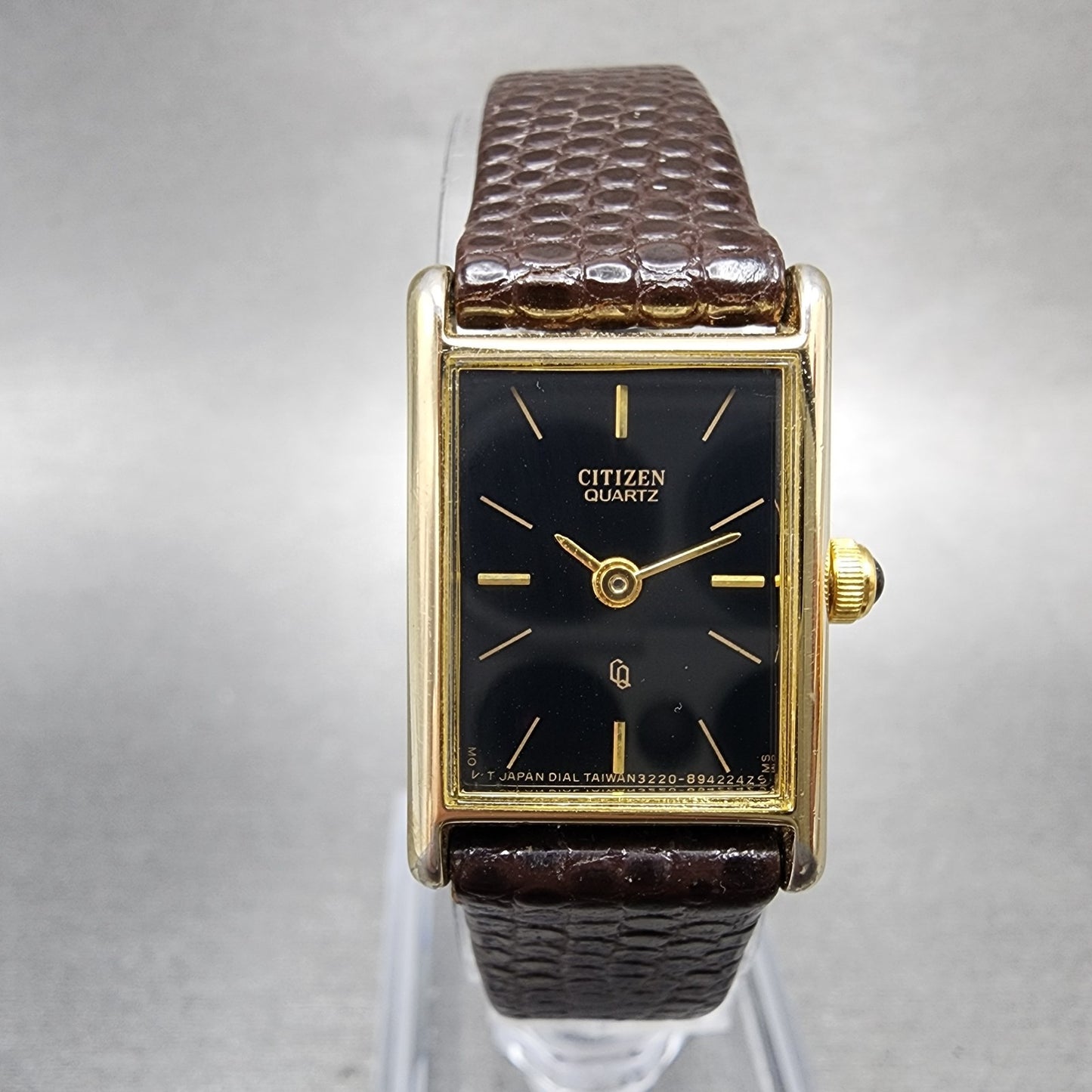 Citizen CQ Tank Watch Women 16mm Black Dial Gold Tone 3220945174 New Battery0