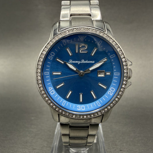 Tommy Bahama Watch Women 33mm Blue Dial Steel Date Round New Battery0