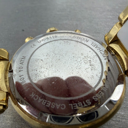 Michael Kors Parker Watch Women 39mm White Dial Gold Tone Date MK-6119 New Batt9