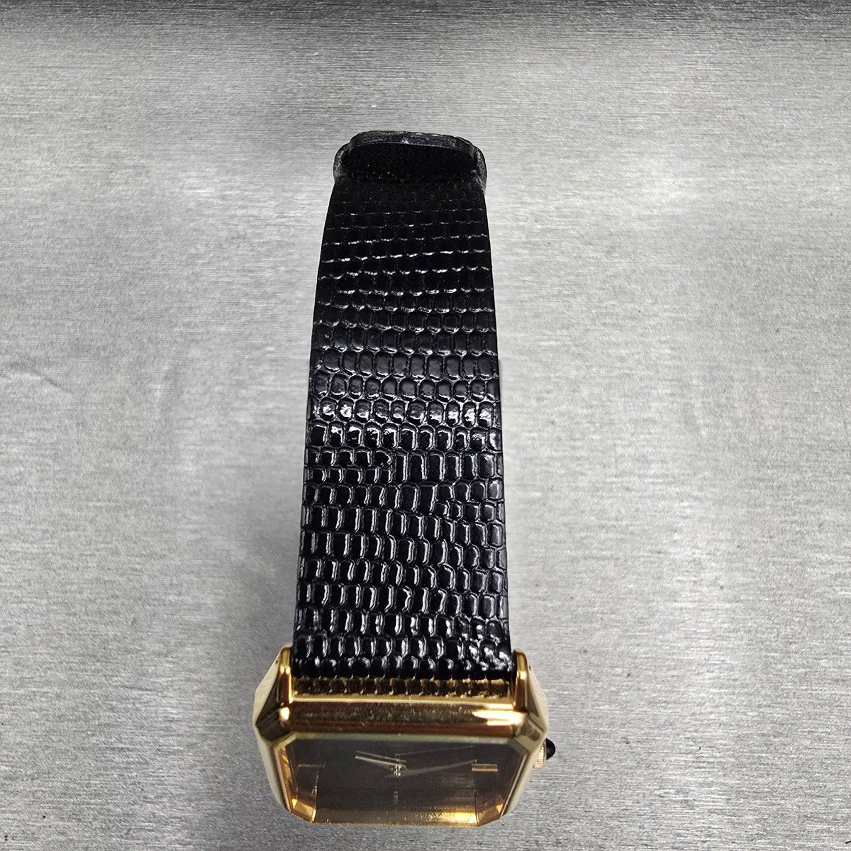 Seiko Pulsar Watch Men 26mm Black Dial Gold Tone Rectangle V500-5C40 NewBatt NOS5