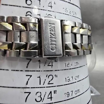 Citizen Eco-Drive Watch Men 38mm White Dial Two Tone Date E111-S049521 Runs11