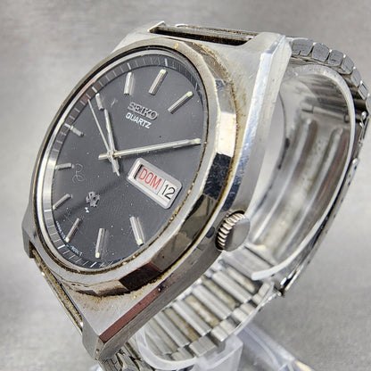 Seiko SQ Watch Men 37mm Gray Dial Steel Daydate Round 7123-9009 PARTS