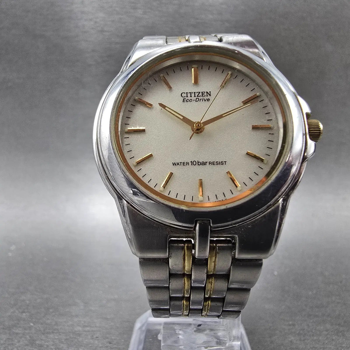Citizen Eco-Drive Watch Men 36mm White Dial Two Tone Round E030-K16253 Works5