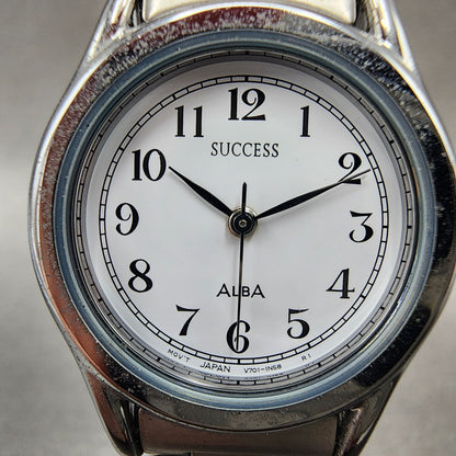 Seiko Alba Success Watch Women 25mm White Dial Silver Tone V7011l70 New Battery1