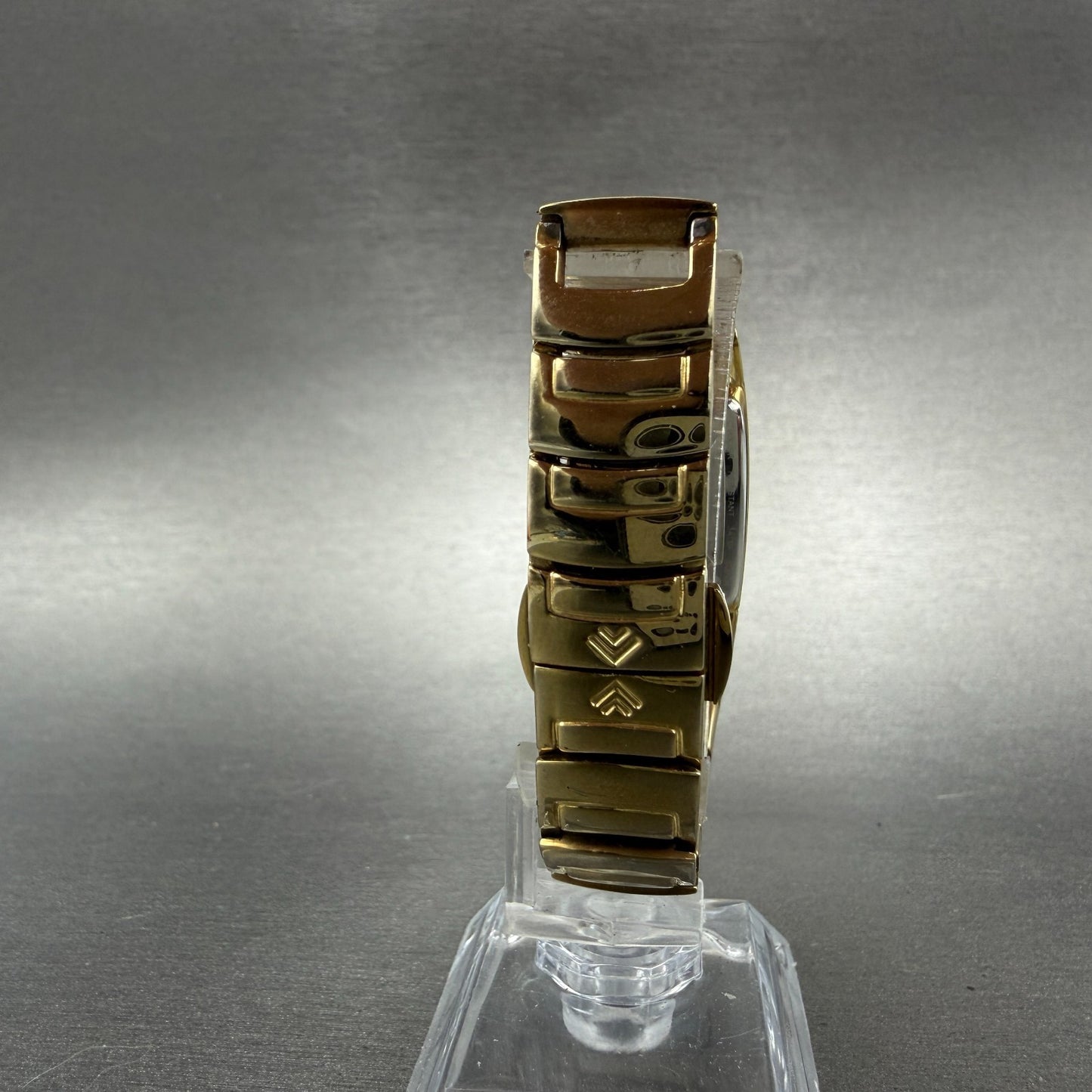 Skagen Tank Watch Women 21mm MOP Dial Gold Tone Diamond Bezel New Battery7