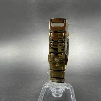 Skagen Tank Watch Women 21mm MOP Dial Gold Tone Diamond Bezel New Battery7