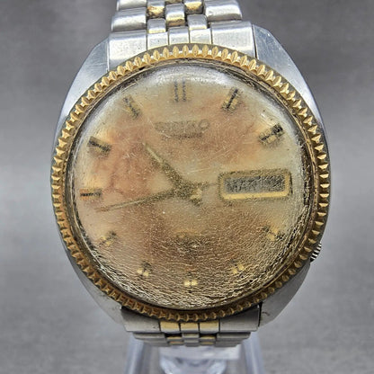 Seiko Automatic DX Watch Men 36mm Silver Dial Two Tone Daydate 6106-7047 PARTS0