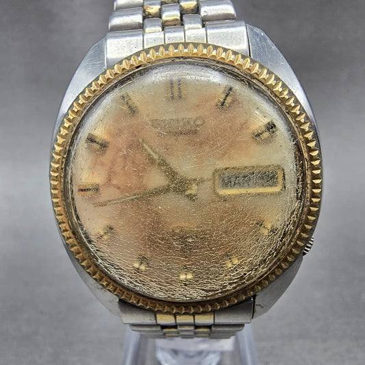 Seiko Automatic DX Watch Men 36mm Silver Dial Two Tone Daydate 6106-7047 PARTS0