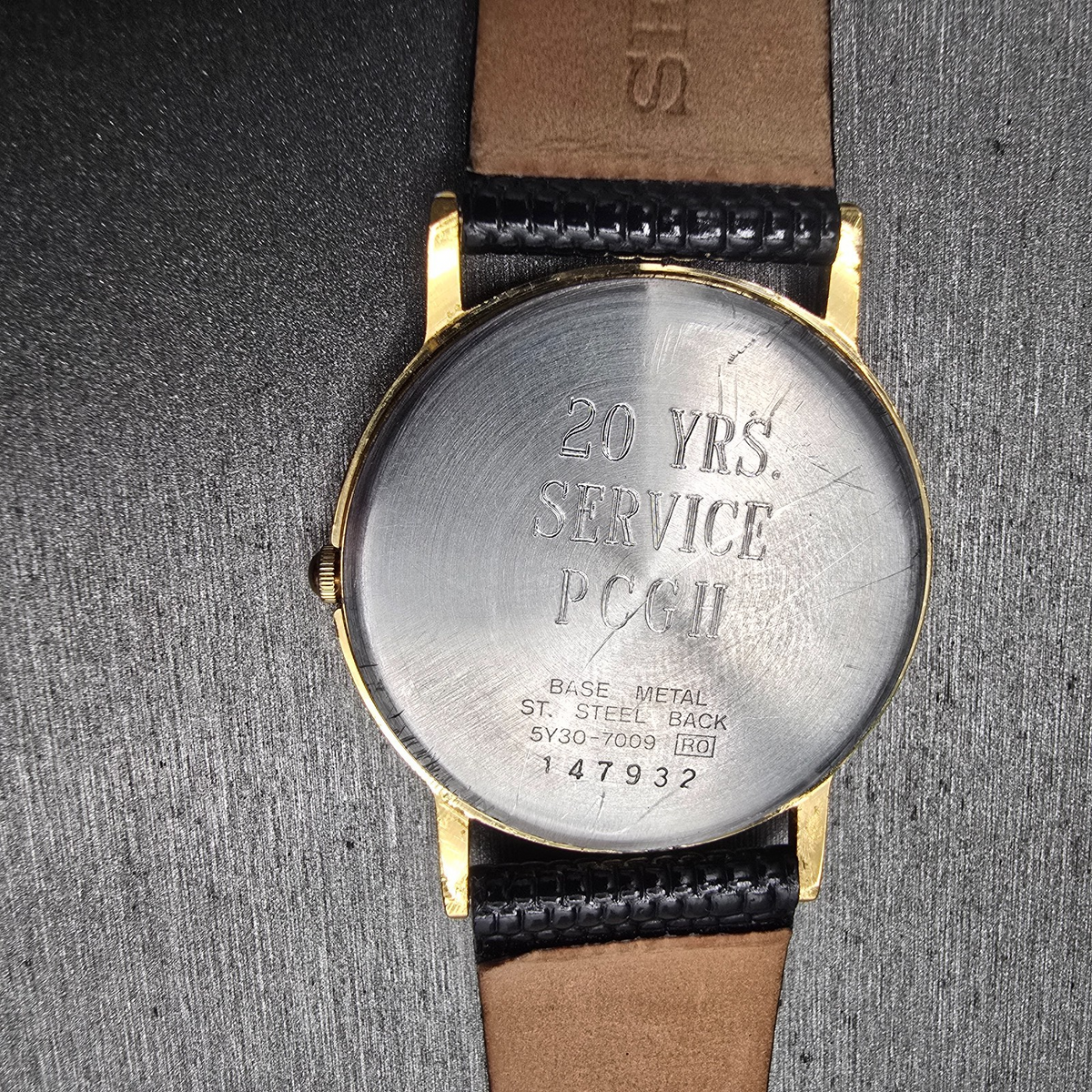 Seiko Watch Men 31mm Gold Dial Gold Tone Round 5Y30-7009 New Battery Vintage JP10