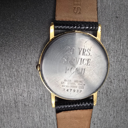 Seiko Watch Men 31mm Gold Dial Gold Tone Round 5Y30-7009 New Battery Vintage JP10