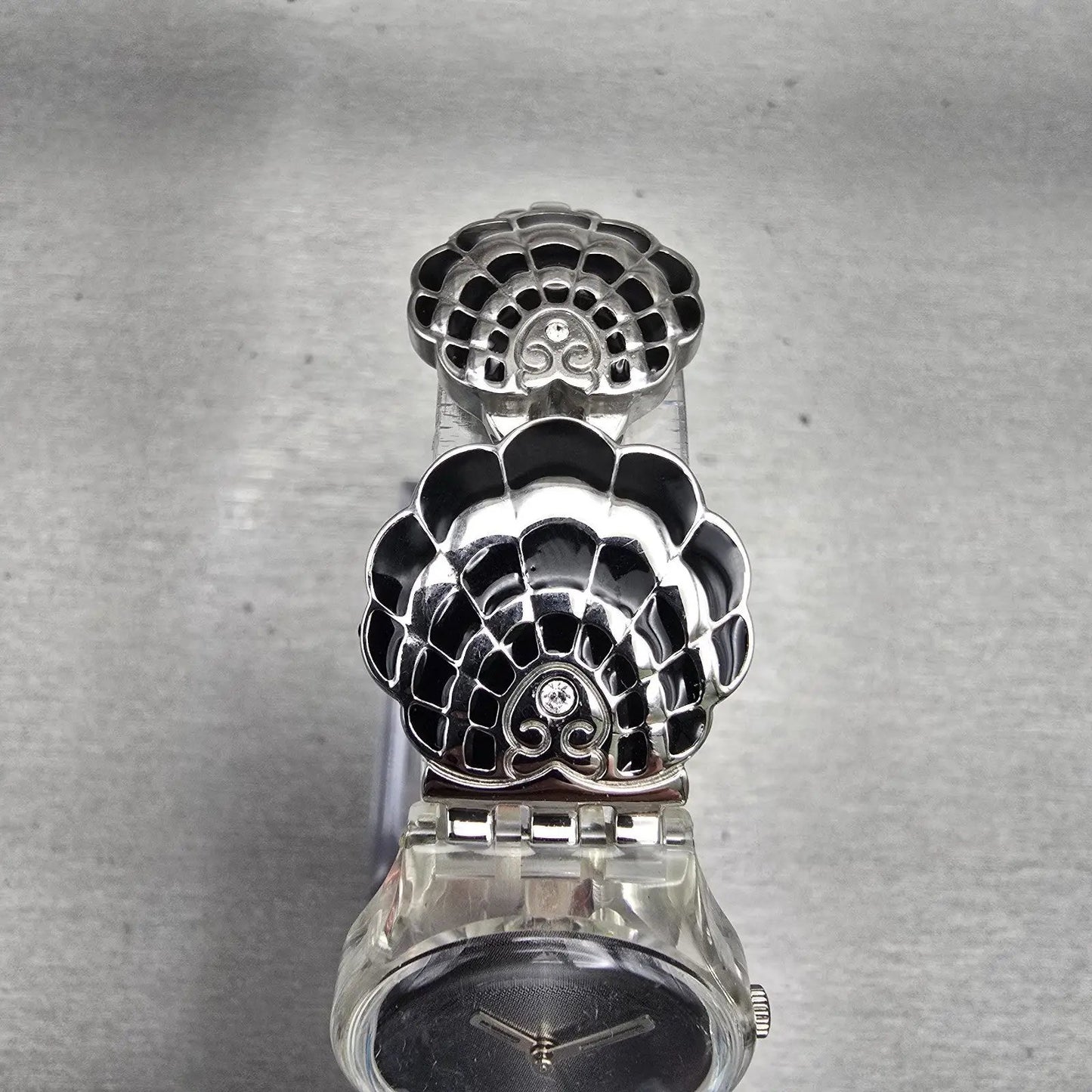 Swatch Revue Star Watch Women 25mm Gray Dial Clear Case Round LM130G New Battery4