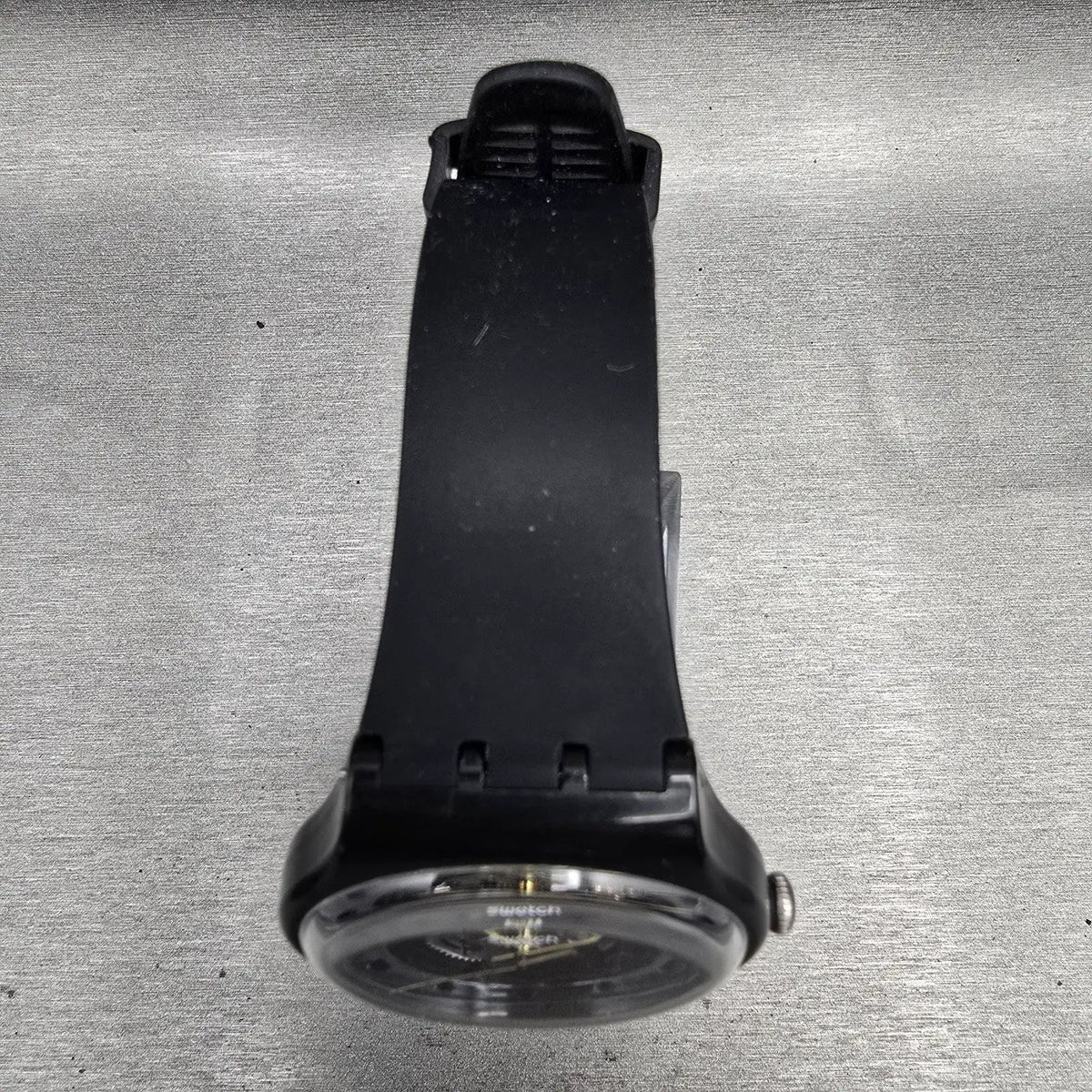 Swatch Silver Glam Watch Men 41mm Skeleton Dial Black Case SO29B109 New Battery6