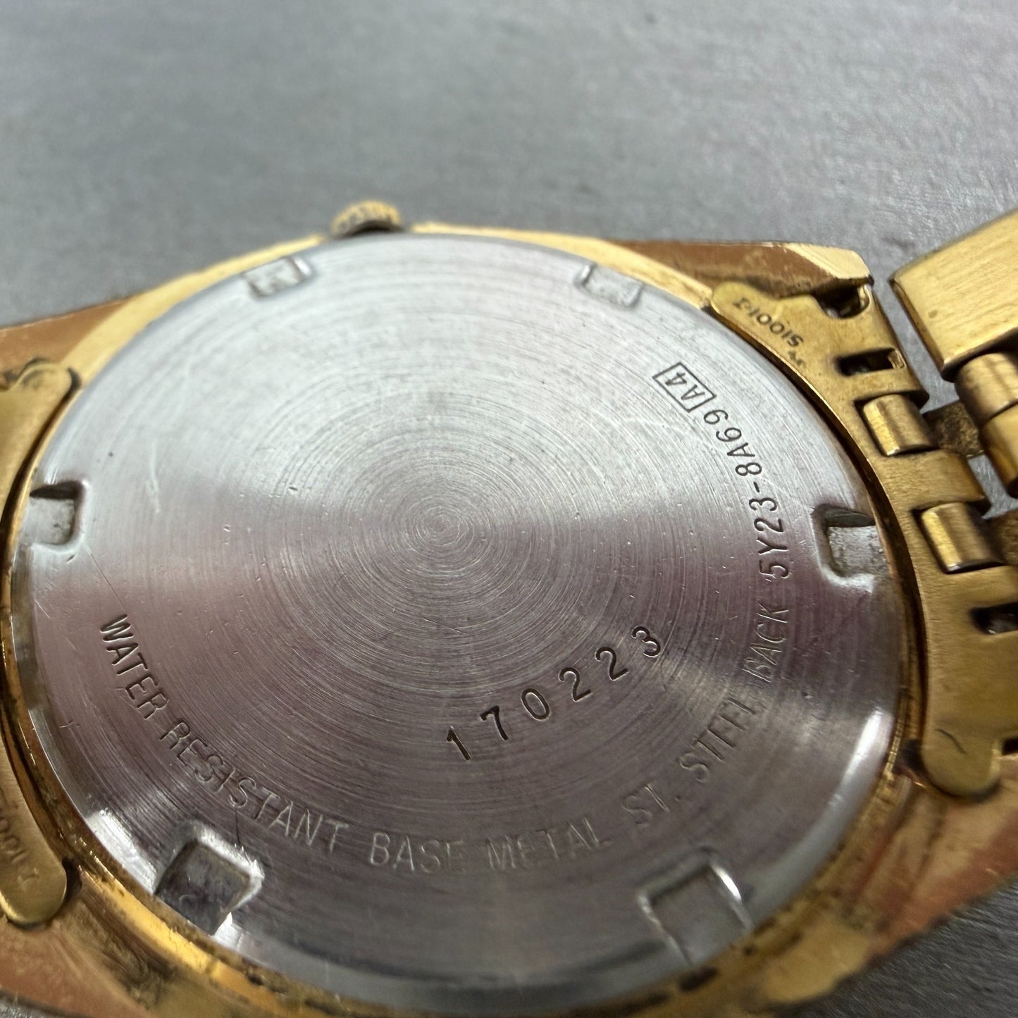 Seiko SQ President Watch Men 36mm Black Dial Gold Tone Daydate 5Y23-8A69 NewBatV9