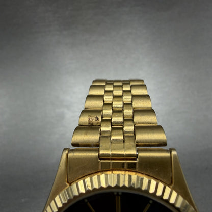Citizen CQ President Watch Men 36mm Blue Dial Gold Tone Round Daydate New BattAB4