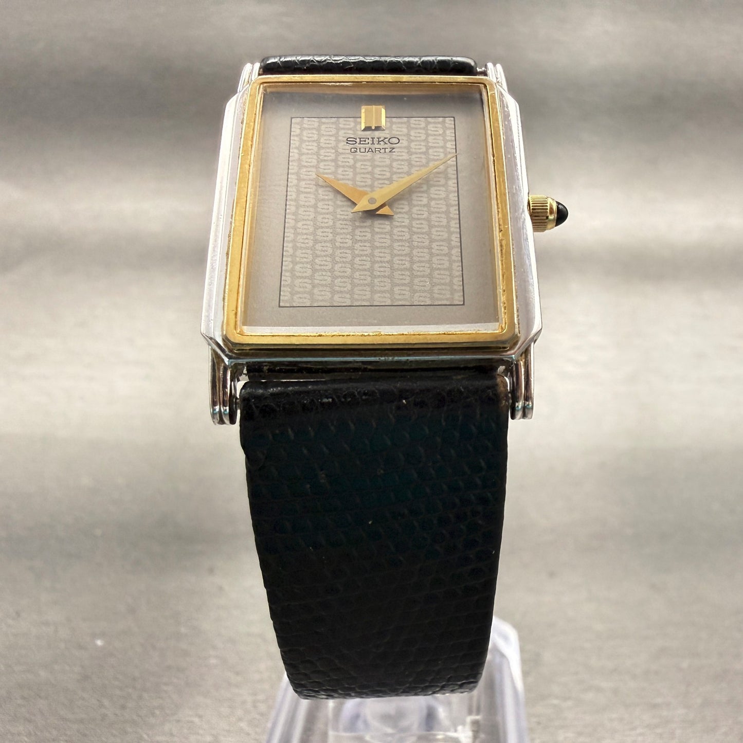 Seiko Tank Watch Men 26mm Gray Dial Two Tone Rectangle 9020-5029 New Battery VTG5