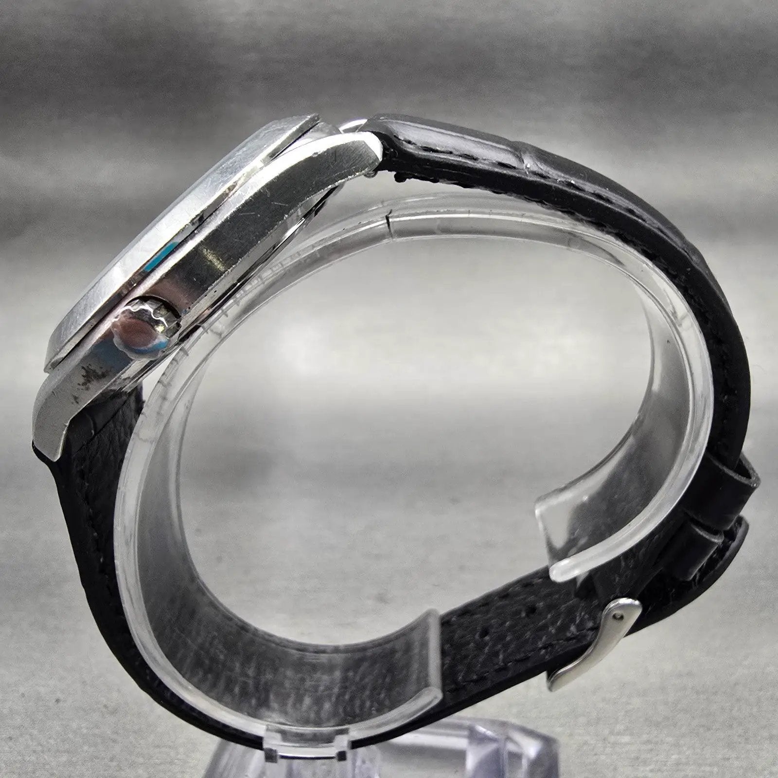 Seiko Watch Men 37mm Black Dial Silver Tone Daydate Round 7N43-9070 New Battery6
