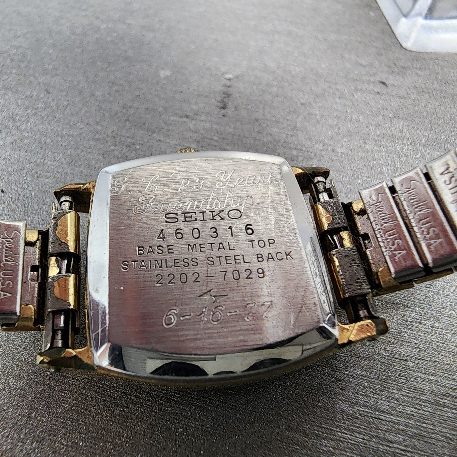Seiko Watch Women 22mm Silver Dial Gold Tone Rectangle Manual Wind Runs VTG9