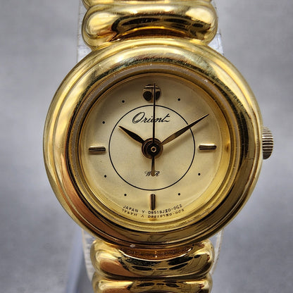 Orient Watch Women 19mm Gold Dial Gold Tone Round D850JZ00 CS New Battery1