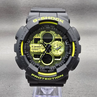 Casio G-Shock GA-140DC Watch Men 51mm Yellow Dial Black Chrono Alarm New Battery0