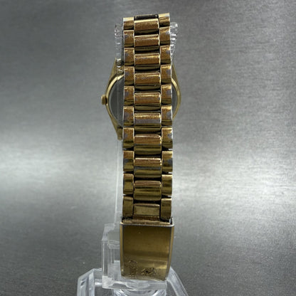Seiko SQ Watch Women 24mm Champagne Dial Gold Tone Daydate 2a23-0030 New Batt AB7