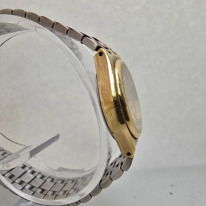 Omega Seamaster Watch Women 22mm Gold Dial Gold Tone Date Round 1380 New Battery3