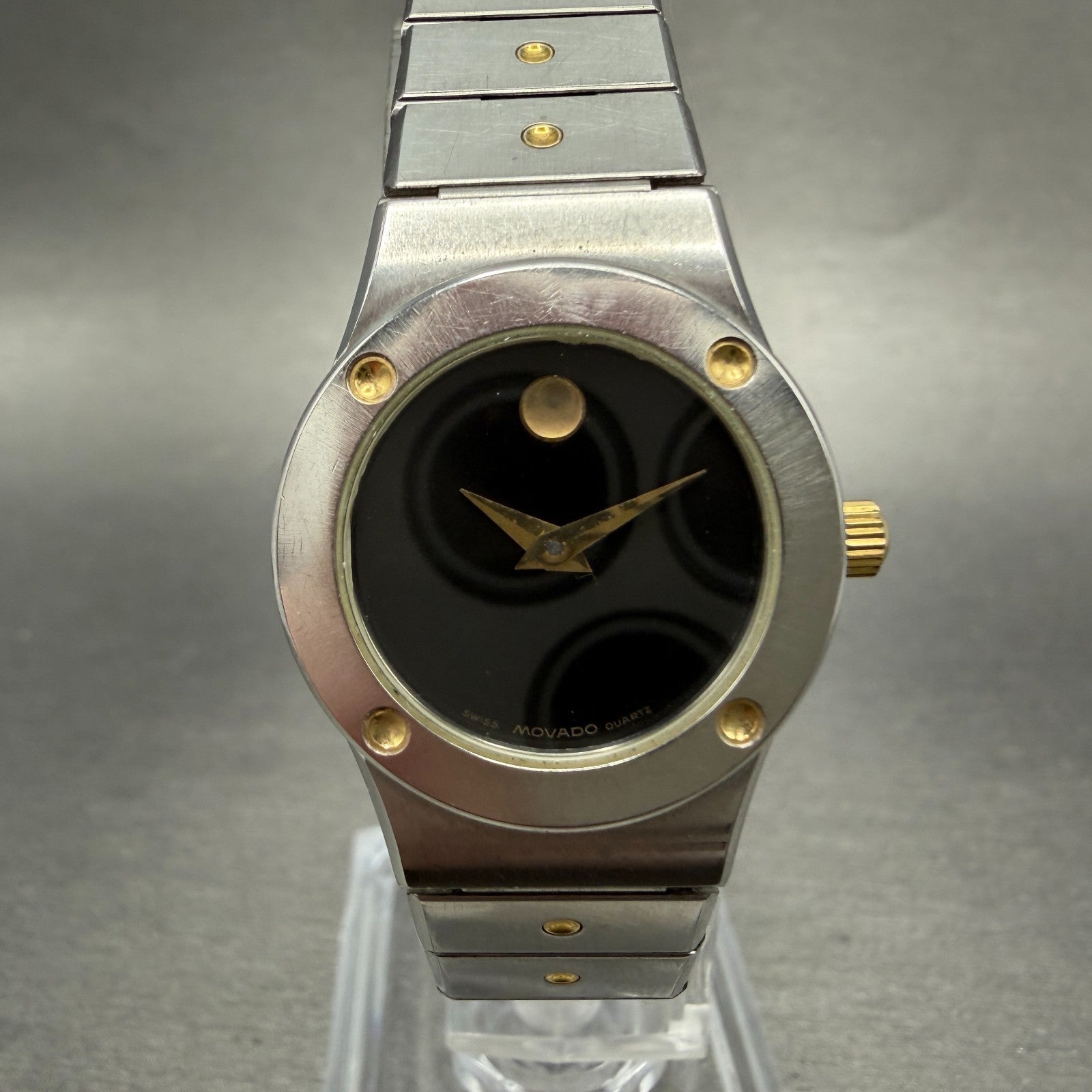 Movado Museum Watch Women 23mm Black Dial Two Tone 86.A1.836C New Battery0
