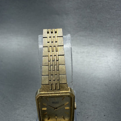 Seiko Tank Watch Women 17mm Champagne Dial Gold Tone 14005540 New Battery4