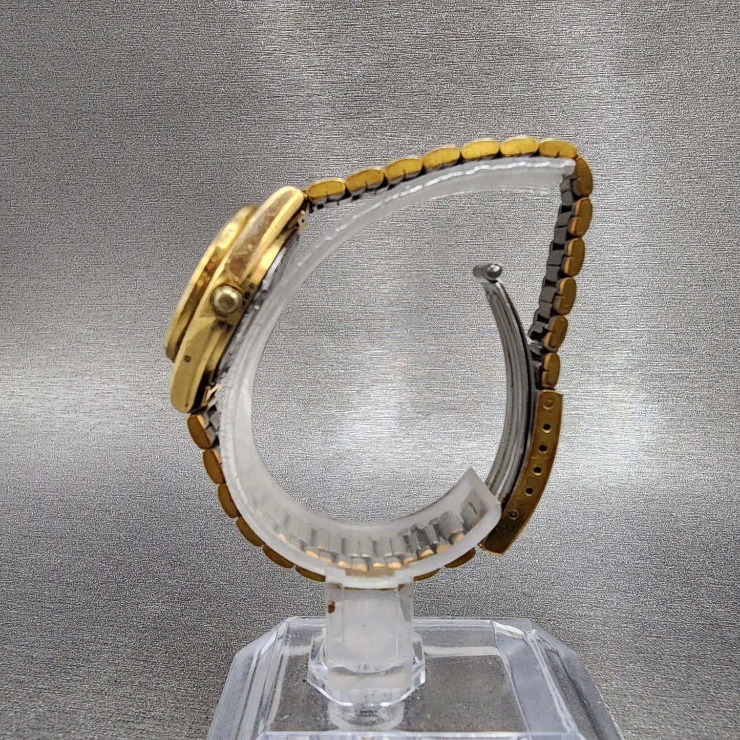 Seiko SQ Watch Women 24mm Gold Dial Gold Tone Daydate Round 34230099 New Batt5