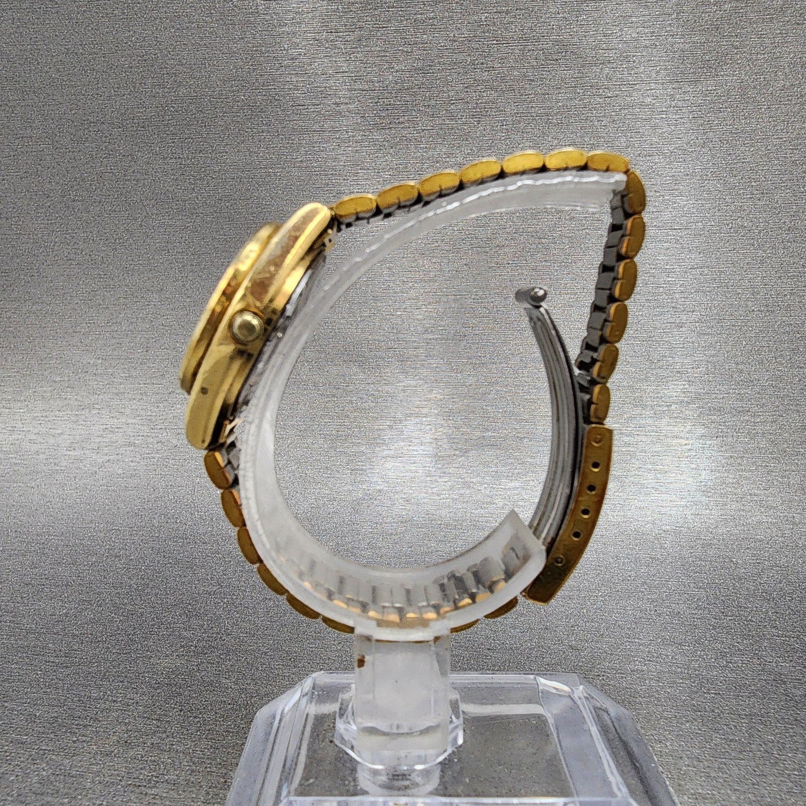 Seiko SQ Watch Women 24mm Gold Dial Gold Tone Daydate Round 34230099 New Batt5