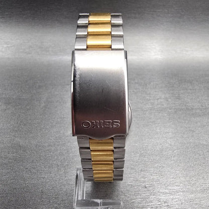 Seiko SQ Watch Men 33mm Silver Dial Two Tone Date Round 5Y22-6009 New Battery7