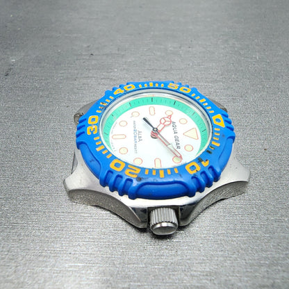 ALBA Aqua gear Dive Watch Women 32mm White Dial Silver Tone Round New battery5