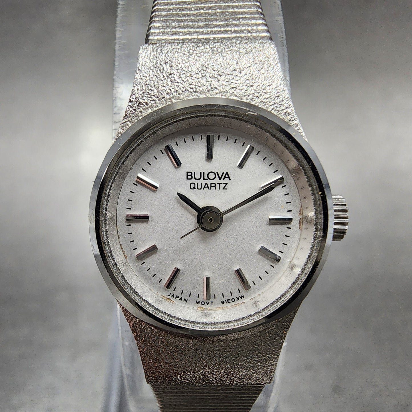 Bulova Watch Women 17mm White Dial Stainless Steel Round 91E03W New Battery NOS3