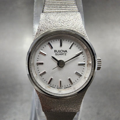 Bulova Watch Women 17mm White Dial Stainless Steel Round 91E03W New Battery NOS3
