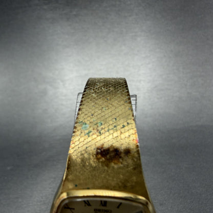 Seiko Watch Women 22mm Champagne Dial Gold Tone Hexagon 43-3120 New Battery4