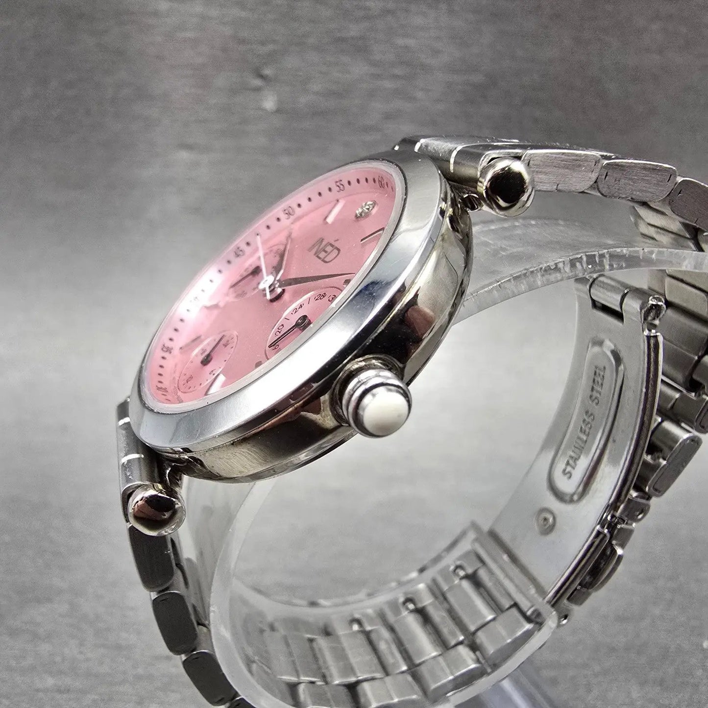 Citizen Ined Watch Women 30mm Pink Dial Silver Tone Daydate 6329-S028914 NewBat3