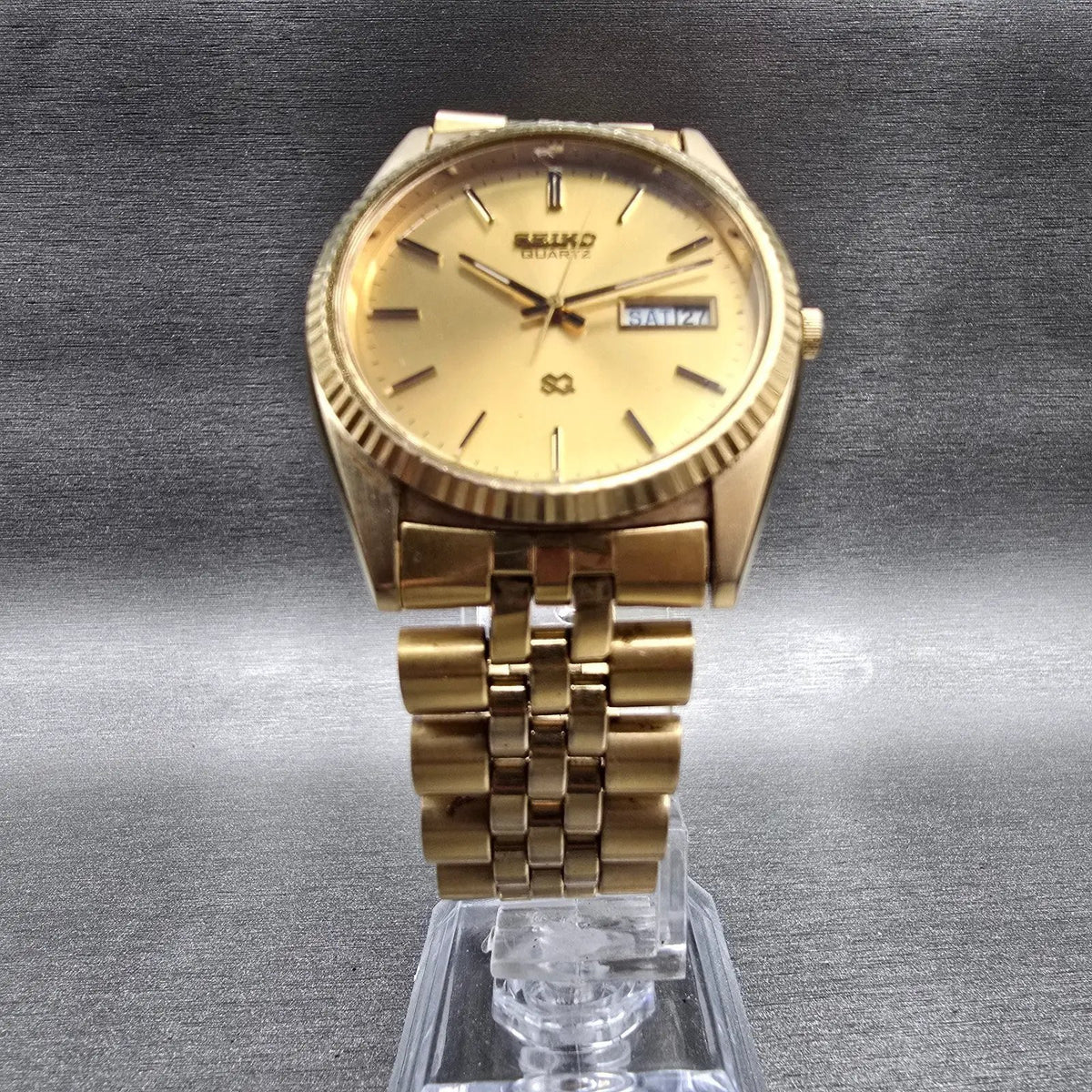 Seiko President Watch Men 36mm Gold Dial Gold Tone Daydate 5Y23-8A60 New Batt JP5