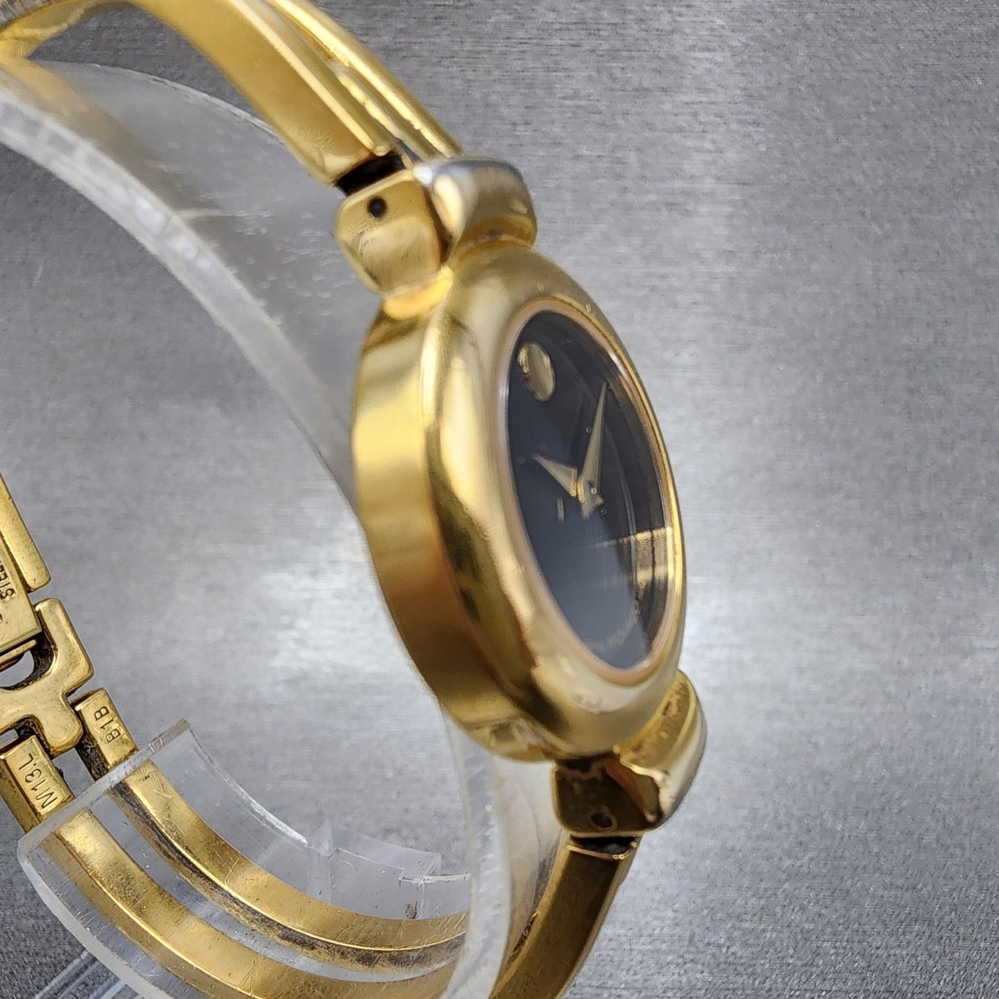 Movado Harmony Watch Women 23mm Black Dial Gold Tone 88.A1.809.A New Battery4