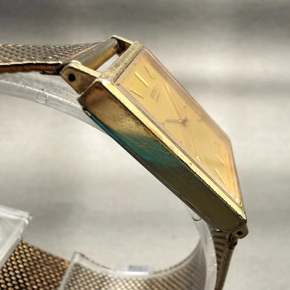 Seiko Watch Men 25mm Gold Dial Gold Tone Rectangle 2C21-5180 New Battery Vintage3