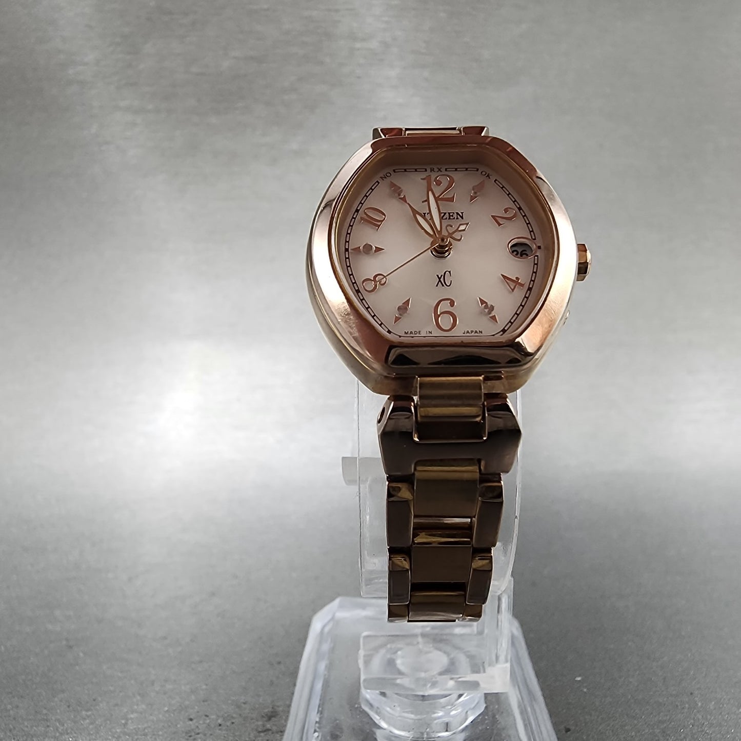 Citizen EcoDrive XC Watch Women 24mm White Dial Rose Gold Date H058 Runs5