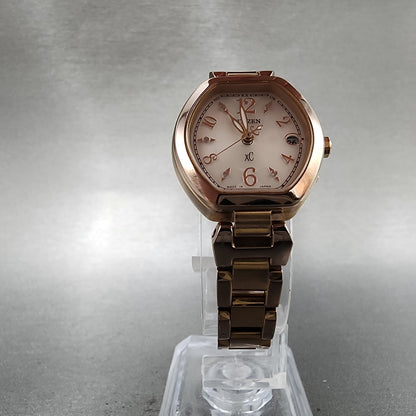 Citizen EcoDrive XC Watch Women 24mm White Dial Rose Gold Date H058 Runs5