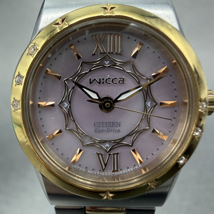 Citizen Eco-Drive Wicca Watch Women 24mm Pink Dial Two Tone Round Runs ABC1