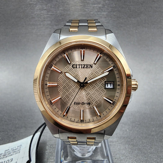 Citizen EcoDrive Peyton Watch Women Brown Dial Two Tone Date Bracelet E01226590