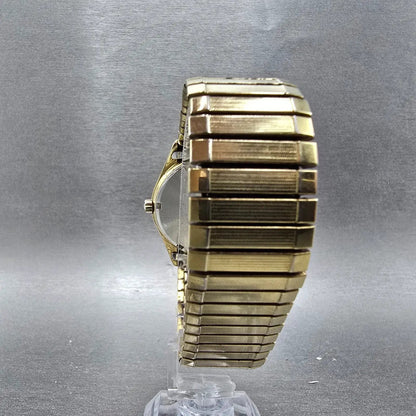 Seiko Watch Men 37mm Gold Dial Gold Tone Solar Daydate V158-0AB0 Works7