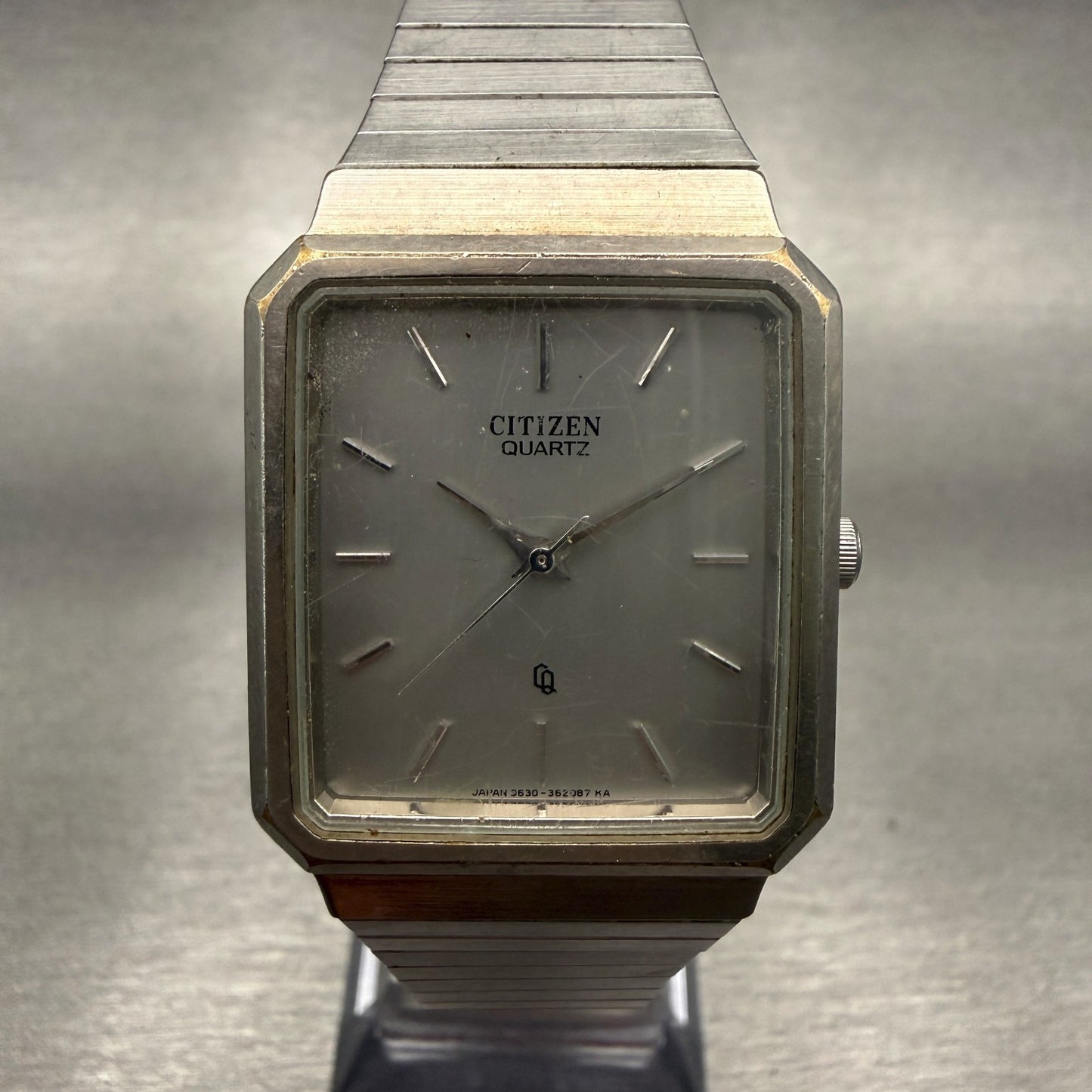 Citizen CQ Watch Men 27mm Silver Dial Silver Tone Rectangle 3630-361300 New Batt0