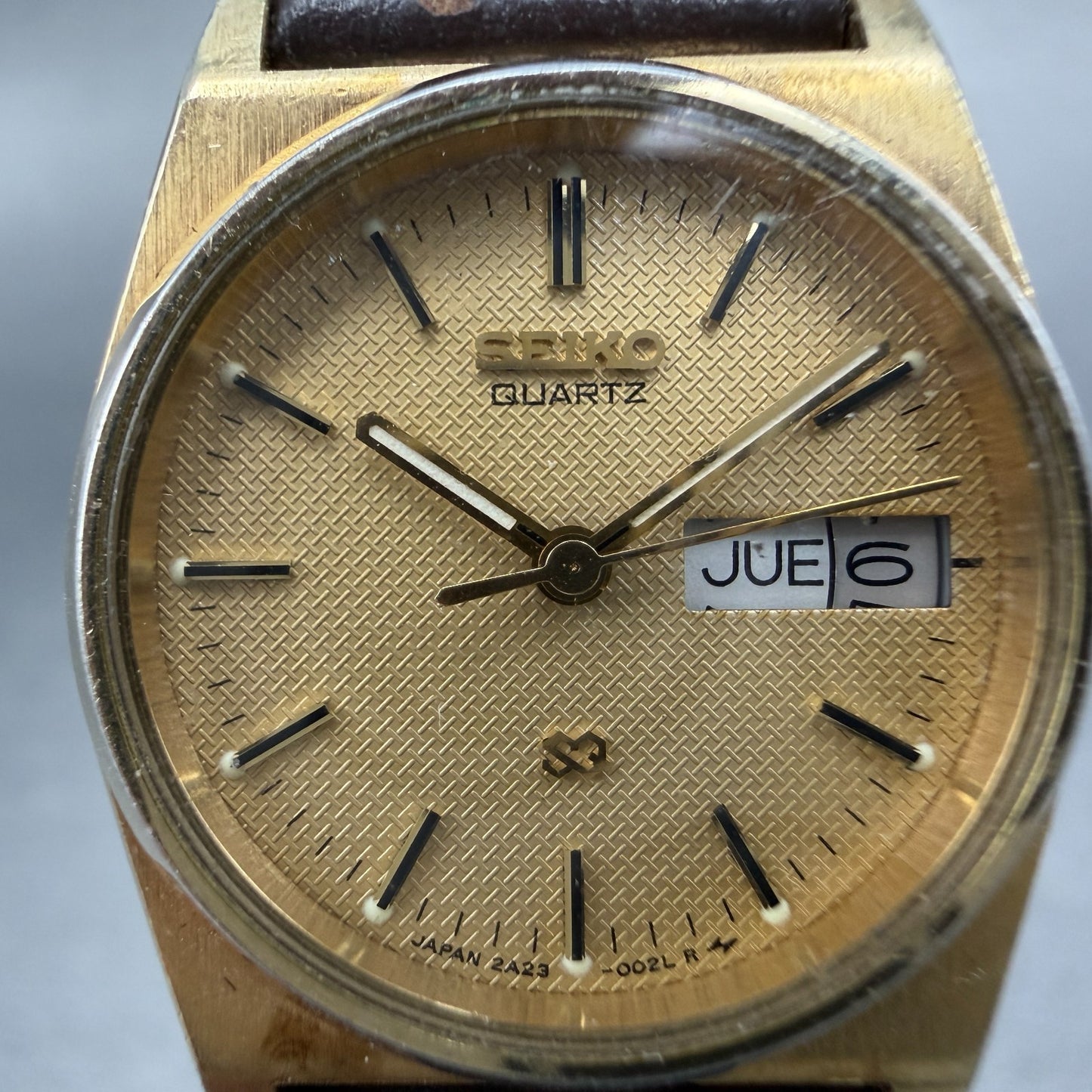 Seiko SQ Watch Women 23mm Champagne Dial Gold Tone Dyadate 2a23-0029 New Battery1